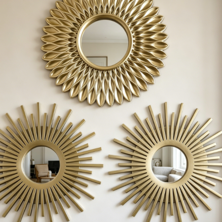 Round Gold Mirrors — 3-Piece Vintage Chic Set